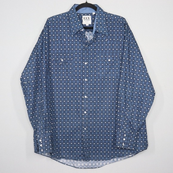 Ely Cattleman Other - Ely Cattleman Shirt Mens XL Pearl Snap Navy Aztec Print Cowboy Rodeo Long Sleeve